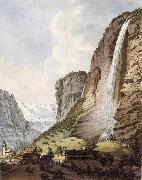 Johann Ludwig Aberli Fall d-eau apellee Staubbach in the Vallee Louterbrunen china oil painting reproduction